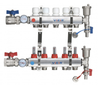 Коллектор с расход. VIEIR 4-вых НЕРЖ с КРАНАМИ 1*3/4 VR113-04