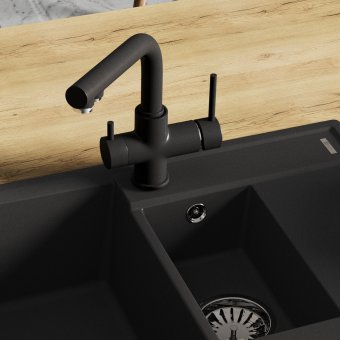 Смеситель для кухни Lemark COMFORT LM3061PAN с подключением к фильтру питьевой воды, цвет: антрацит