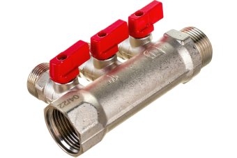 Коллектор с шаров.кранами VT580 NE 3вых.* 1*  евроконус 3/4  